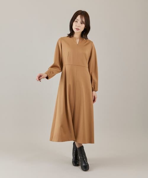 INED / イネド ミニ丈・ひざ丈ワンピース | 《大きいサイズ》キーネックワンピース　 | 詳細2