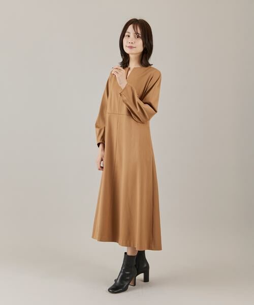 INED / イネド ミニ丈・ひざ丈ワンピース | 《大きいサイズ》キーネックワンピース　 | 詳細4