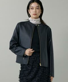 INED / イネド レザーブルゾン・ジャケット | 《大きいサイズ》ラムレザー ジップアップブルゾン