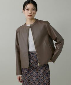 INED / イネド レザーブルゾン・ジャケット | 《大きいサイズ》ラムレザー ジップアップブルゾン