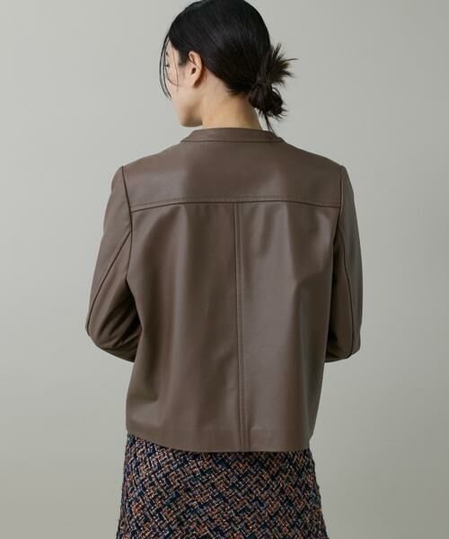 INED / イネド レザーブルゾン・ジャケット | 《大きいサイズ》ラムレザー ジップアップブルゾン | 詳細11