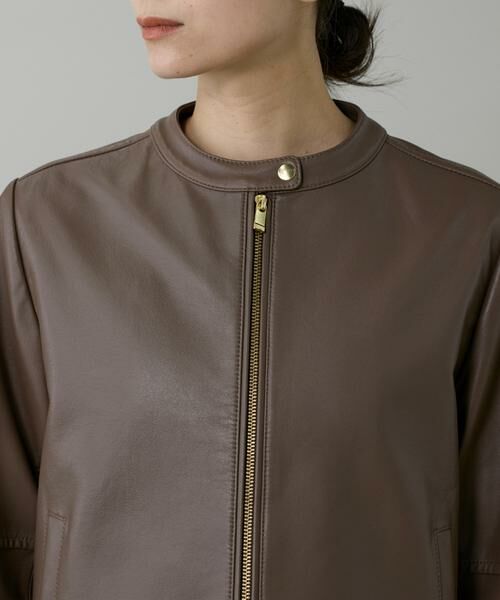 INED / イネド レザーブルゾン・ジャケット | 《大きいサイズ》ラムレザー ジップアップブルゾン | 詳細12