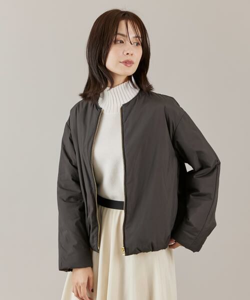 INED / イネド ブルゾン | 《大きいサイズ》ノーカラー中綿ブルゾン　 | 詳細1