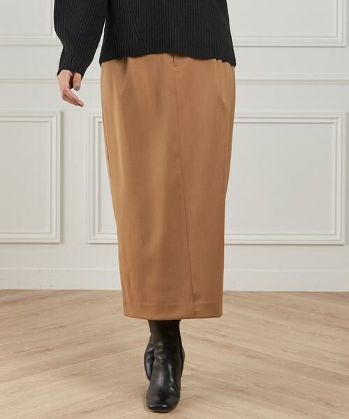 INED / イネド ミニ・ひざ丈スカート | ベルテッドスカート(キャメル1)