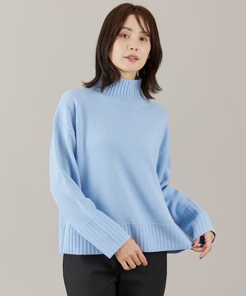 INED / イネド ニット・セーター | 《大きいサイズ》ハイネックプルオーバーニット(サックス3)