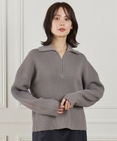INED / イネド ニット・セーター | 《大きいサイズ》ハーフジッププルオーバーニット