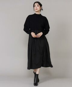 INED / イネド ミニ丈・ひざ丈ワンピース | ドッキングハイネックワンピース