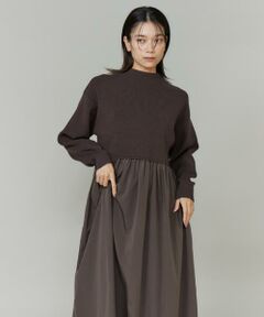 INED / イネド ミニ丈・ひざ丈ワンピース | ドッキングハイネックワンピース