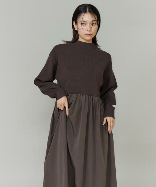 INED / イネド ミニ丈・ひざ丈ワンピース | ドッキングハイネックワンピース | 詳細1