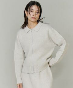 INED / イネド カーディガン・ボレロ | フォックスブレンド襟付きジップカーディガン《YVON》
