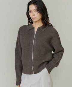 INED / イネド カーディガン・ボレロ | フォックスブレンド襟付きジップカーディガン《YVON》