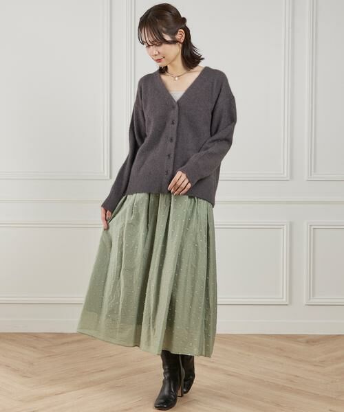 INED / イネド カーディガン・ボレロ | 《大きいサイズ》チャイニーズラクーンVネックカーディガン | 詳細12