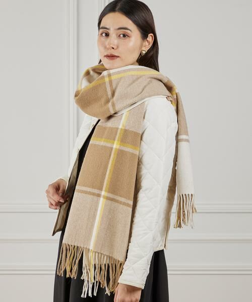 INED / イネド マフラー・ショール・スヌード・ストール | チェック柄ウール100%ストール | 詳細1