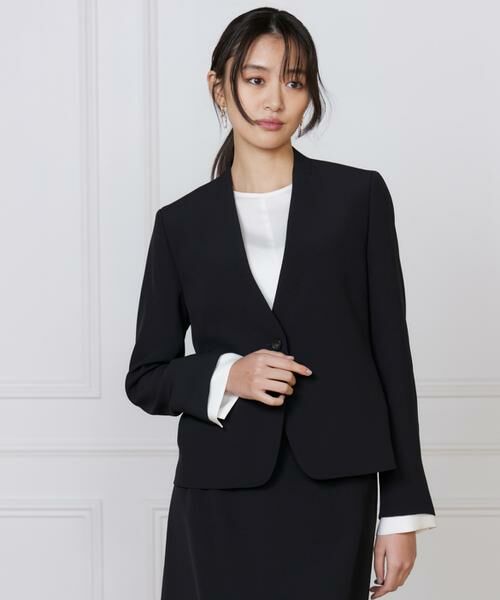 INED / イネド ノーカラージャケット | カラーレスジャケット(ブラック)