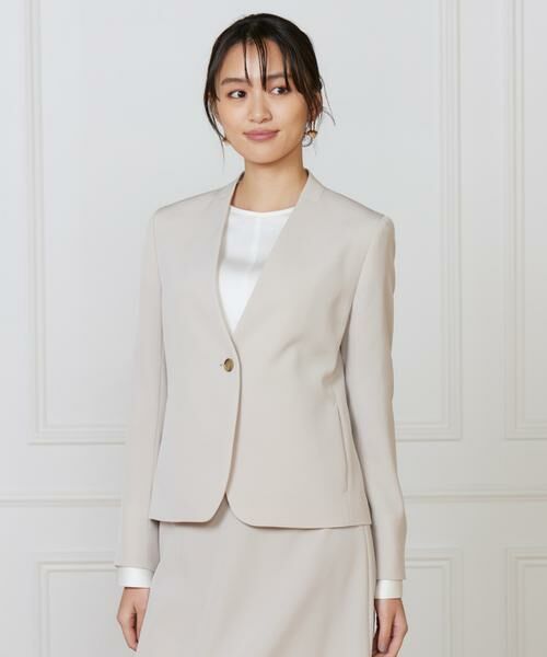 INED / イネド ノーカラージャケット | 《大きいサイズ》カラーレスジャケット | 詳細1