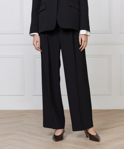 INED / イネド その他パンツ | ワンタックストレートセミワイドパンツ(ブラック)