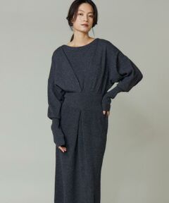 INED / イネド ミニ丈・ひざ丈ワンピース | タックデザインニットワンピース
