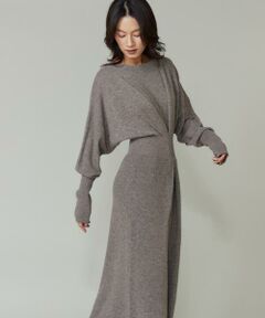 INED / イネド ミニ丈・ひざ丈ワンピース | タックデザインニットワンピース