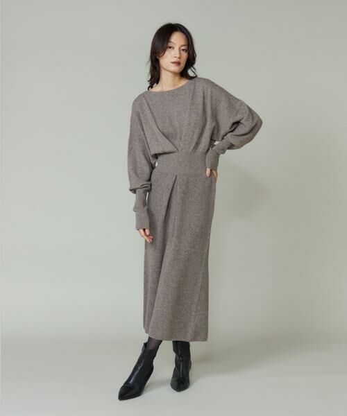 INED / イネド ミニ丈・ひざ丈ワンピース | タックデザインニットワンピース | 詳細2