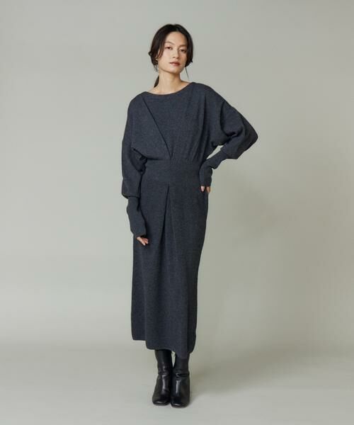 INED / イネド ミニ丈・ひざ丈ワンピース | タックデザインニットワンピース | 詳細6