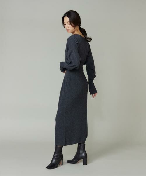 INED / イネド ミニ丈・ひざ丈ワンピース | タックデザインニットワンピース | 詳細7