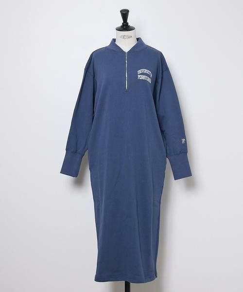 INED / イネド ミニ丈・ひざ丈ワンピース | カレッジスウェットワンピースPENNSYLVANIA《GOOD ROCK SPEED》（ネイビー）