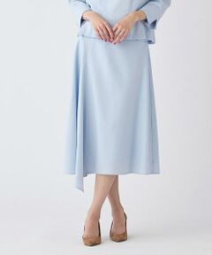 INED / イネド ミニ・ひざ丈スカート | 《大きいサイズ》ハイカウントフラノ アシンメトリーフレアスカート