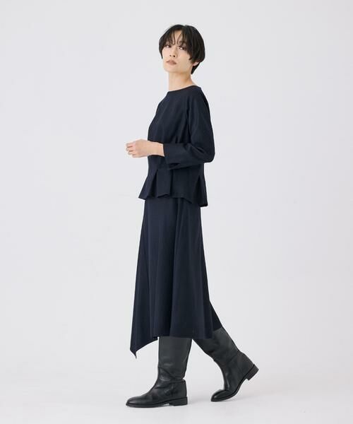 INED / イネド ミニ・ひざ丈スカート | 《大きいサイズ》ハイカウントフラノ アシンメトリーフレアスカート | 詳細4