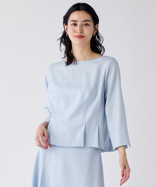 INED / イネド シャツ・ブラウス | ハイカウントフラノ ウエストタックブラウス（サックス3）