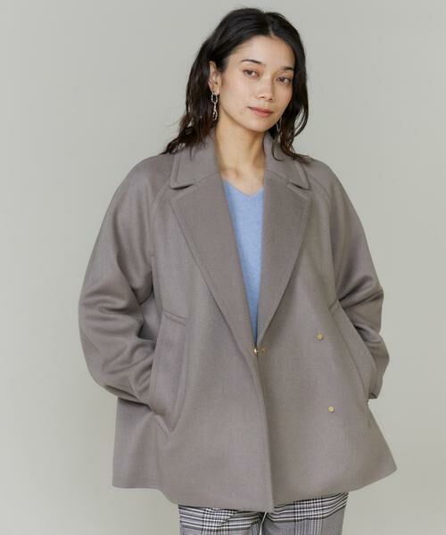 INED / イネド ピーコート | 《大きいサイズ》Pコート（グレーベージュ3）
