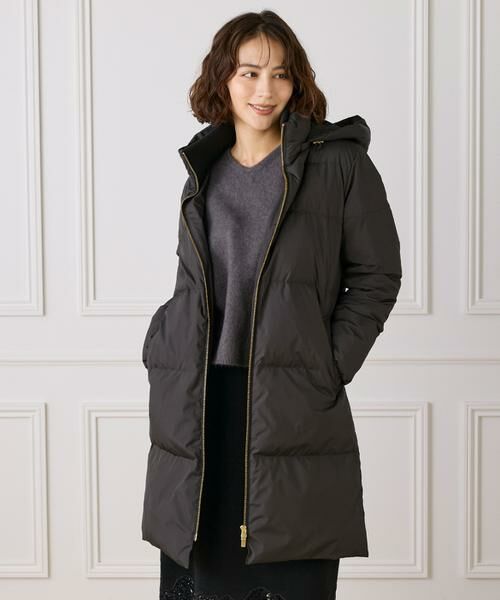 INED / イネド ダウンジャケット・ベスト | 《大きいサイズ》ロング丈 スタンドカラーダウンコート(ブラック)