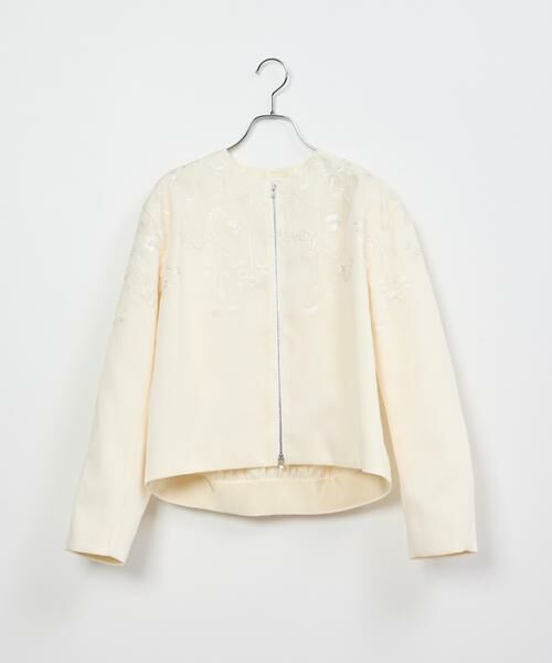 INED / イネド ブルゾン | 《大きいサイズ》フロントジップブルゾン《la veille by SUPERIOR CLOSET》（オフホワイト1）