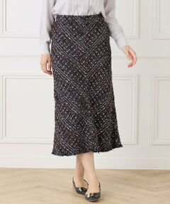 INED / イネド ミニ・ひざ丈スカート | 《大きいサイズ》ツイードスカート《TOURNIER/トゥルニエ》