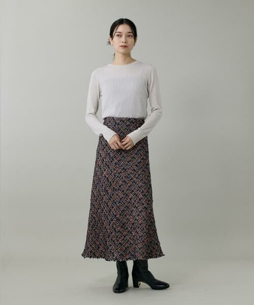 INED / イネド ミニ・ひざ丈スカート | 《大きいサイズ》ツイードスカート《TOURNIER/トゥルニエ》 | 詳細2