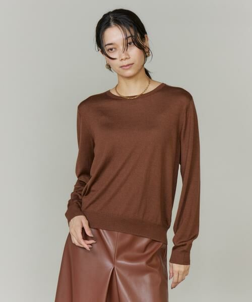 INED / イネド ニット・セーター | 《CONTESSA》シルクカシミヤクルーネックニット（ブラウン）