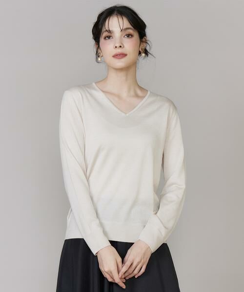 INED / イネド ニット・セーター | 《CONTESSA》シルクカシミヤVネックニット（グレーベージュ3）