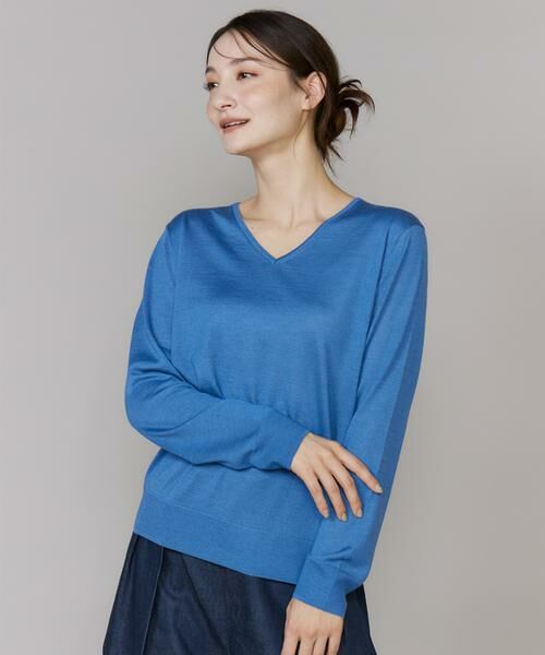 INED / イネド ニット・セーター | 《CONTESSA》シルクカシミヤVネックニット（ブルー1）