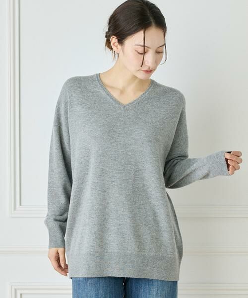 INED / イネド ニット・セーター | 《大きいサイズ》カシミヤ混Vネックチュニックニット《WEB限定カラー》 | 詳細2