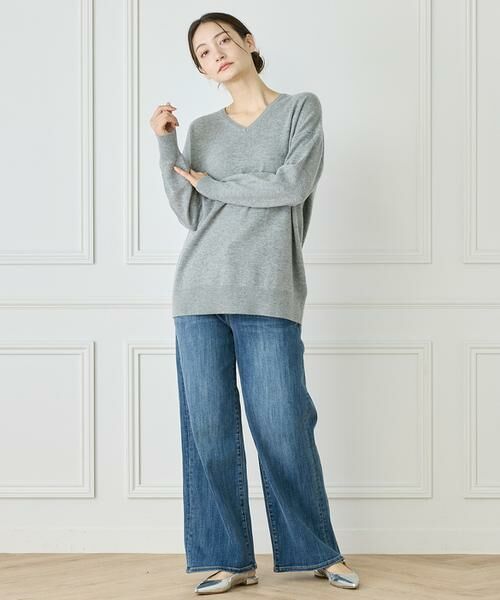INED / イネド ニット・セーター | 《大きいサイズ》カシミヤ混Vネックチュニックニット《WEB限定カラー》 | 詳細5