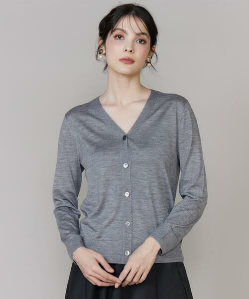 INED / イネド カーディガン・ボレロ | 《CONTESSA》シルクカシミヤVネックカーディガン（グレー1）