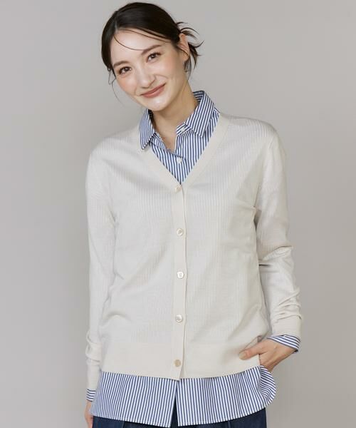 INED / イネド カーディガン・ボレロ | 《CONTESSA》シルクカシミヤVネックカーディガン（グレーベージュ3）