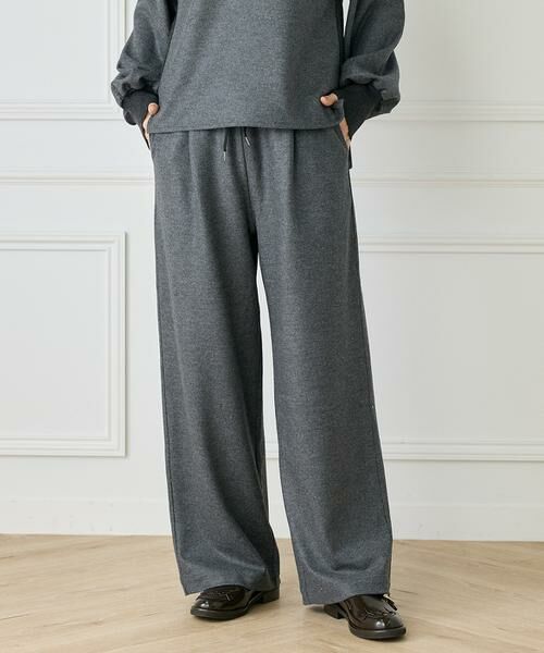 INED / イネド その他パンツ | 《大きいサイズ》圧縮スムースイージーパンツ（チャコールグレー3）