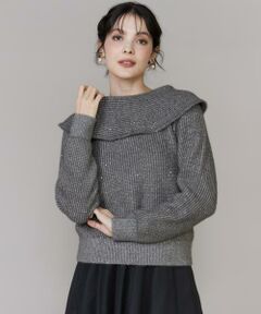 INED / イネド ニット・セーター | オフショルダー風グリッターニット
