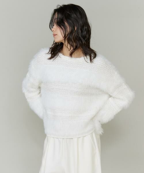 INED / イネド ニット・セーター | フェザーヤーンプルオーバー（ホワイト）