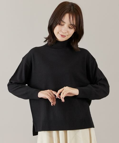 INED / イネド ニット・セーター | ウール100％ハイネックニット（ブラック）