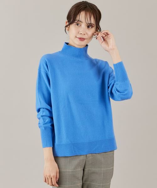 INED / イネド ニット・セーター | ウール100％ハイネックニット（ブルー1）