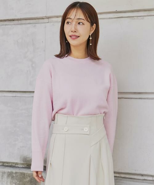 INED / イネド ニット・セーター | ウール100％クルーネックニット（ピンク1）