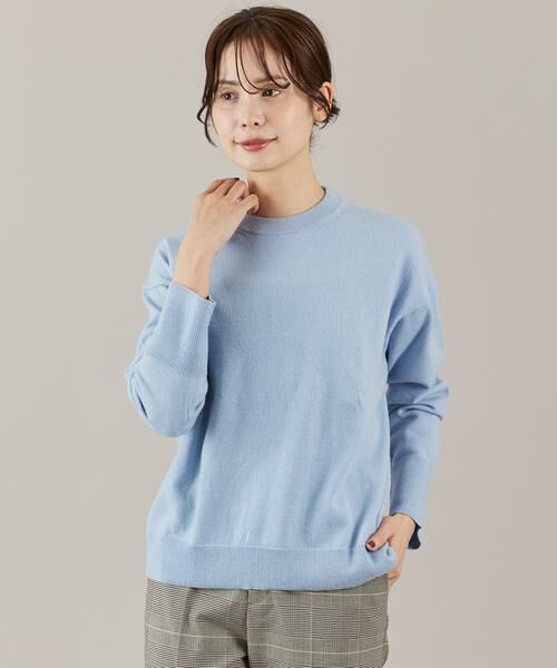 INED / イネド ニット・セーター | ウール100％クルーネックニット（サックス3）