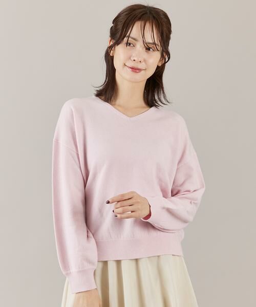 INED / イネド ニット・セーター | ウール100％Vネックニット（ピンク1）