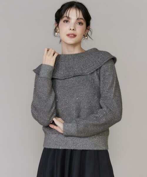 INED / イネド ニット・セーター | 《大きいサイズ》オフショルダー風グリッターニット | 詳細1